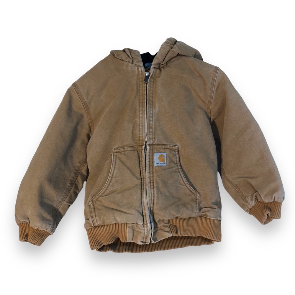 Vintage Carhartt Kids Jacket Duck Canvas Tan Brown Size Small 7-8 Boys